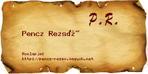 Pencz Rezső névjegykártya